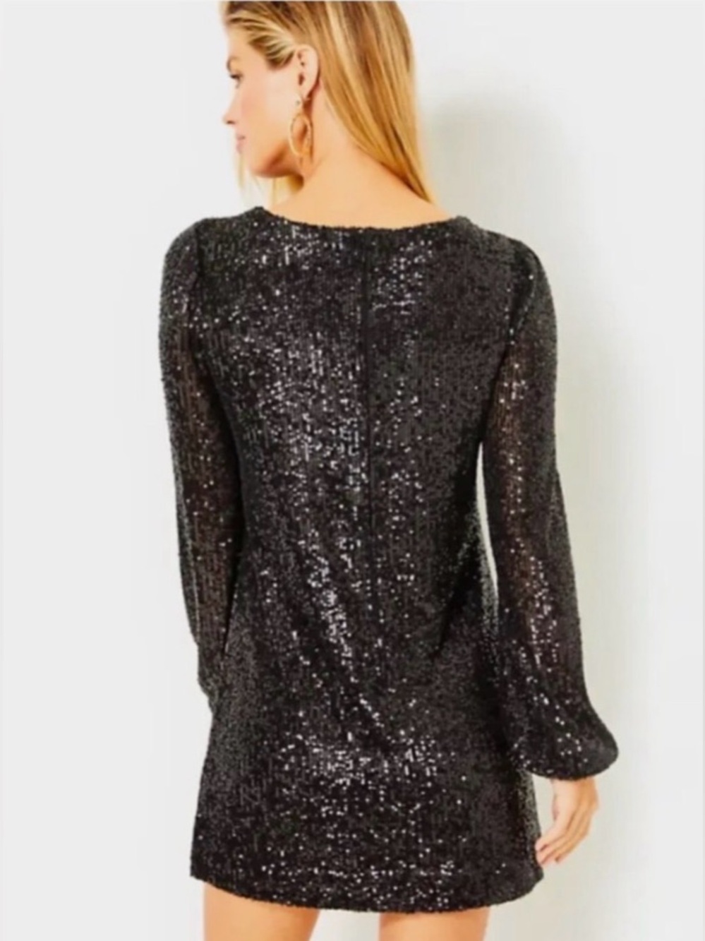 Lilly Pulitzer Black Sequin Long Sleeve Mini Dress